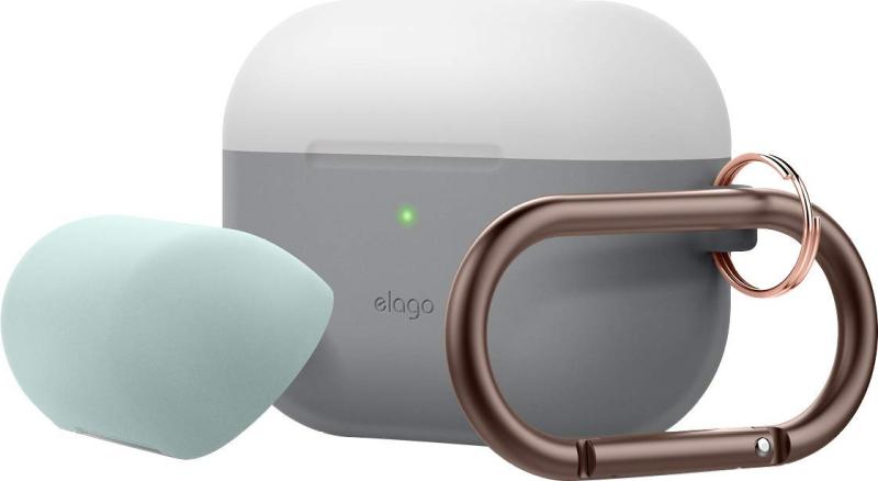 【elago】 AirPods Pro ケース カラビナ リング 付 耐衝撃 シリコン カバー バイカラー ツートン デザイン ケースカバー 衝撃 吸収 傷防止 落下防止 保護 アクセサリー [ Apple AirPodsPro MWP22J/A エアー