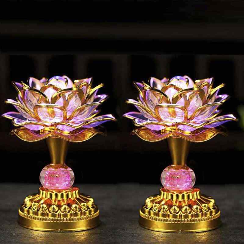 蓮花 蓮の花 瑠璃 光る蓮の花 仏花 ロータス 蓮華 2個セット USB LED はすはな インテリア照明 お盆 仏具 仏壇 仏前 法事 法要 お彼岸 葬式 命日 霊前灯 maisonclover-10329584 メゾンクローバー サンプル画像2
