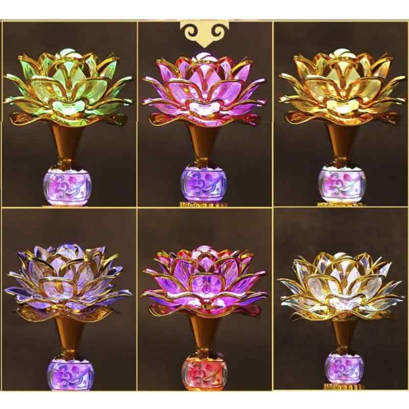 蓮花 蓮の花 瑠璃 光る蓮の花 仏花 ロータス 蓮華 2個セット USB LED はすはな インテリア照明 お盆 仏具 仏壇 仏前 法事 法要 お彼岸 葬式 命日 霊前灯 maisonclover-10329584 メゾンクローバー サンプル画像3