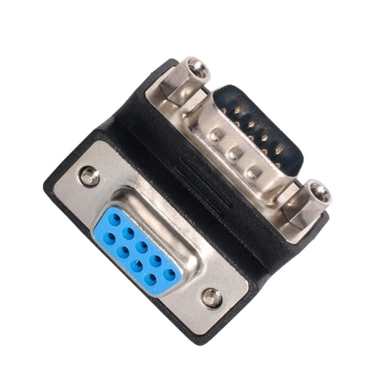 Cablecc DB9P オス - メス D-Sub RS232 9Pin 90 度上下角度延長アダプター