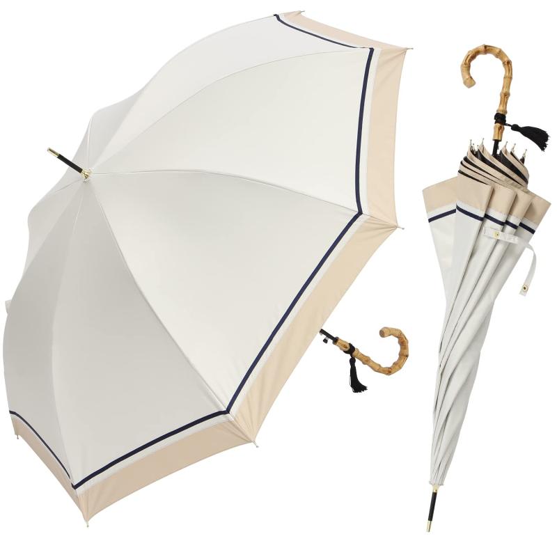 Rakuten - assa 日傘 完全遮光 晴雨兼用 大きい 大判 ワイド Lサイズ 58cm 長傘 片手で開ける ワンタッチ ジャンプ傘 UVカット 遮光率 100% 一級遮光 遮熱効果 FJL