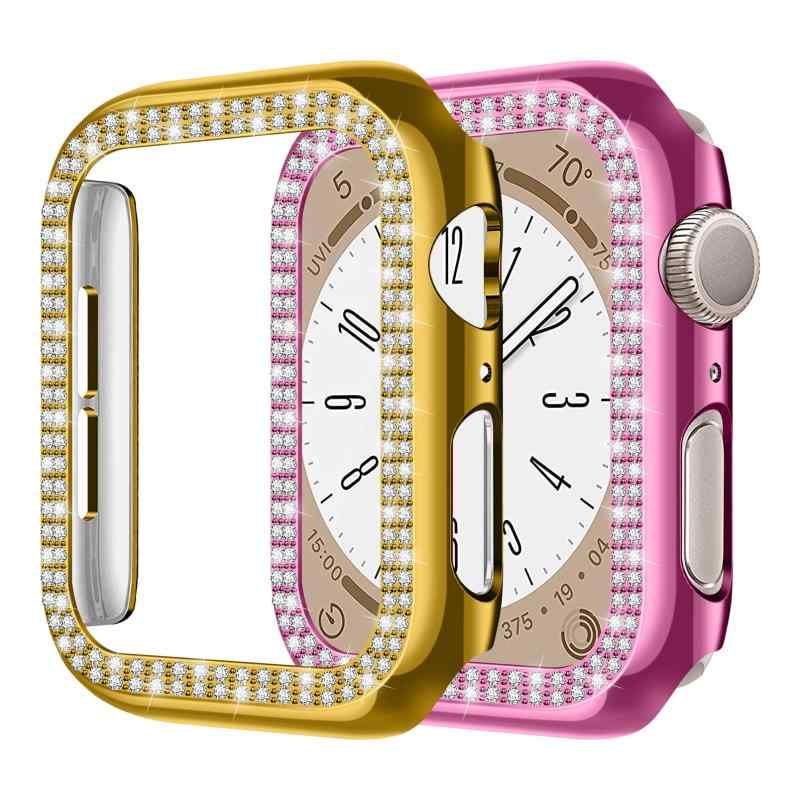 for アップルウォッチ カバー 44mm 40mm 45mm 41mm、2PCS女性ハードブリングケース+ガラススクリーンプロテクターカバーコンパチブルApple Watchシリーズ11 10 9 8 7 SE 2nd 6 SE 5 4、IWATCHカ