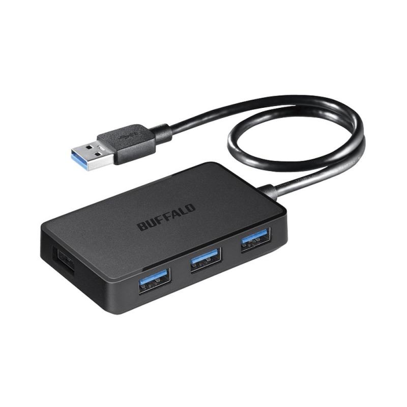 バッファロー BUFFALO PS4対応 USB3.0 バスパワー 4ポートハブ ブラック 設計 マグネット付き BSH4U305U3BK 【Windows/Mac/PS3対応】