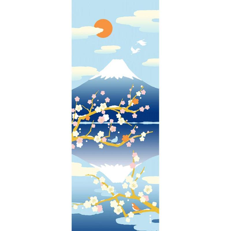 濱文様 絵てぬぐい さかさ富士 ブルー