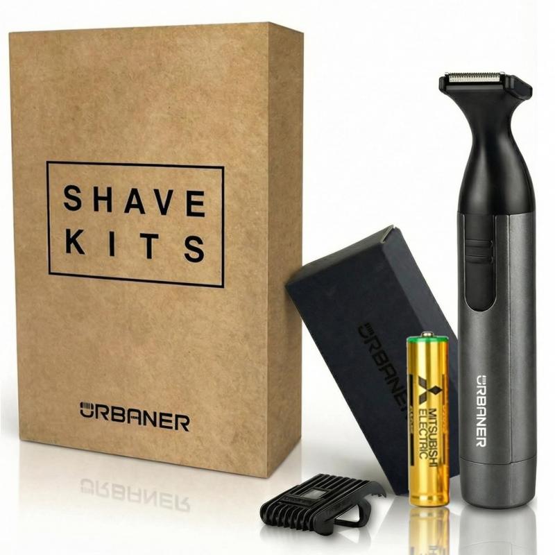 URBANER ヒゲトリマー 日本製刃＆マブチモーター搭載 2cm幅カッターで精密にトリミング可能 彎曲ヘッド設計で細部も整えやすい IPX8防水で丸ごと水洗いOK 電池式で充電不要 0.5mm極短から2〜14mm