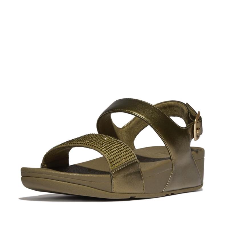 正規品 レディース サンダルLULU CRYSTAL EMBELLISHED BACK-STRAP SANDALS Steeled Silver