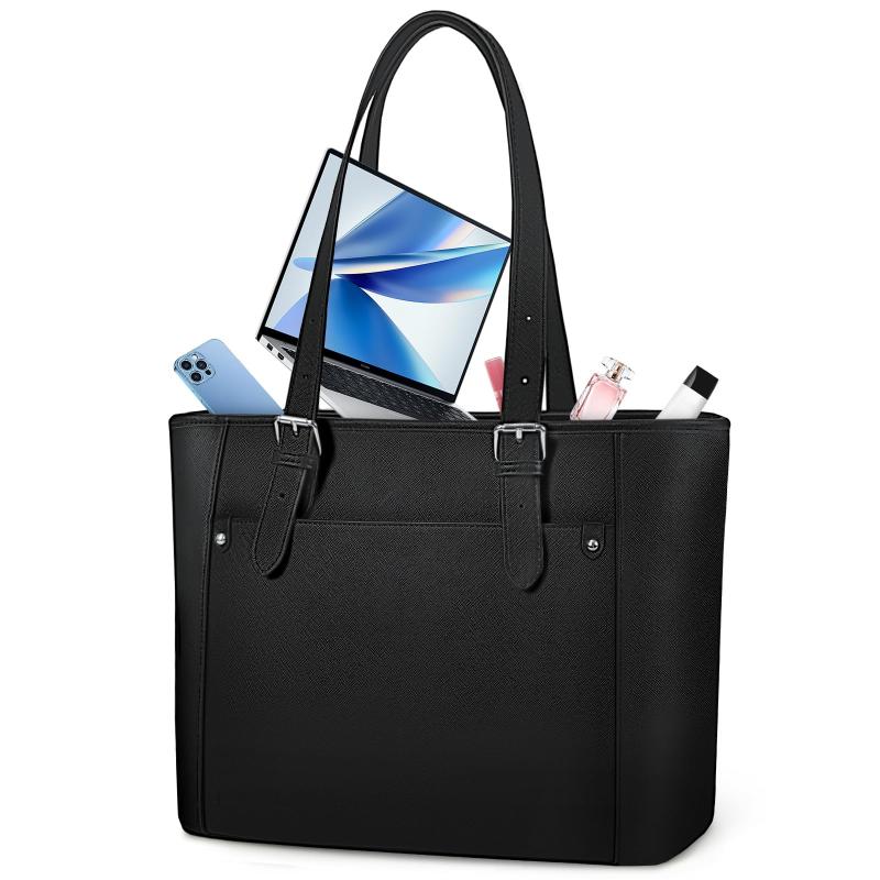 [NUBILY] ビジネスバッグ レディース 大容量 リクルートバッグ A4対応 撥水加工 就活バッグ 自立 持ち手調節可能 トートバッグ 底鋲付き 通勤 就職 面接 転職 出張 カバン ブラック ホワイト