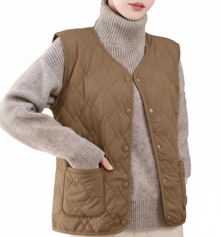 【1/2style】日本ブランド 軽量 中綿 キルティング ジレ ベスト ダウン風 ショート丈 重ね着 ルーム 外出 レディース
