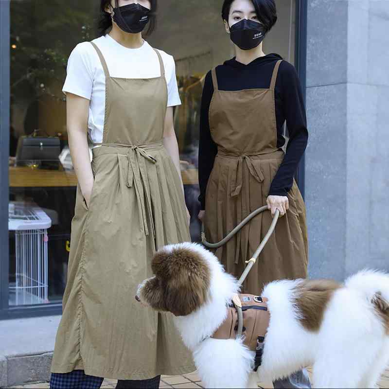 [Gliitatu] エプロンドレス ペット美容作業服 レディース おしゃれエプロン おしゃれ 可愛い apron ぼうもう 2