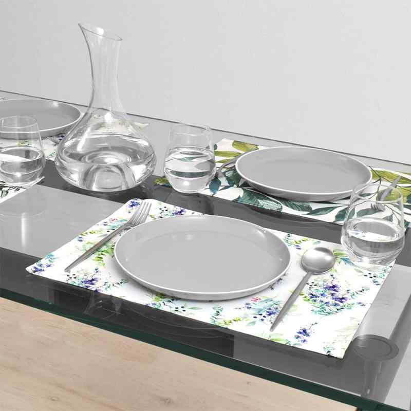 スタイルデコール(STYLE Decor) ランチョンマット 綿100% 2枚セット 洗える 布製 30×44cm スタンダード 花柄 ボタニカル ブルー W2800700