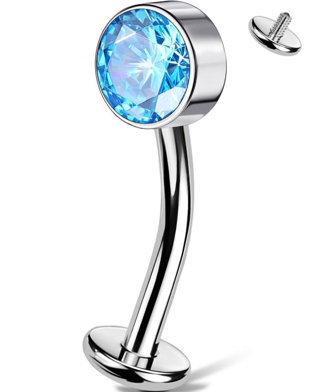 樂天商城 - [OUFER] 純チタン製 フローティングへそピアス 14G 10-16mm 内部ネジ式 アクアクリアCZ付き 低刺激 バナナバーベル 男女兼用 敏感肌対応