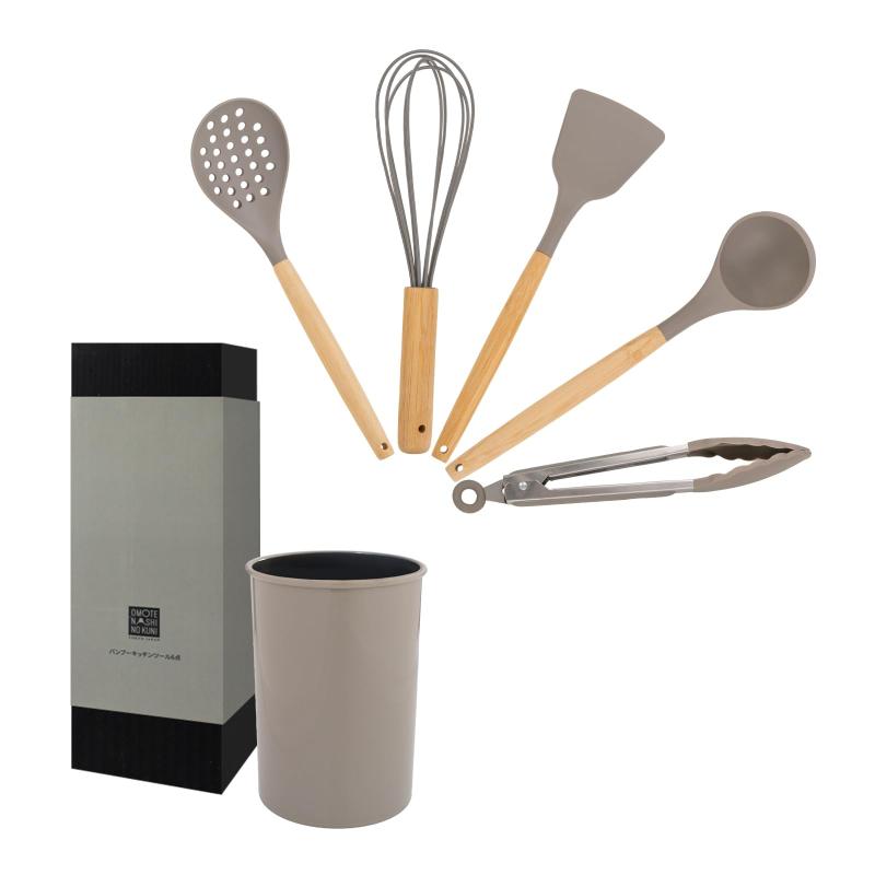 キッチンツール 調理器具 シリコン 6点セット 木製 台所用品 新居祝い 耐熱 耐久性 和洋中料理に適用 ..