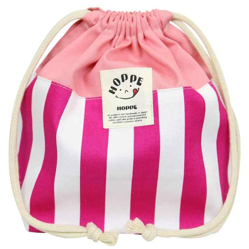 巾着M ピーチストライプ 巾着袋 中 弁当袋 給食袋 ランチ入れ お弁当入れ 通学 小学生 キッズ 男の子 女の子 日本製