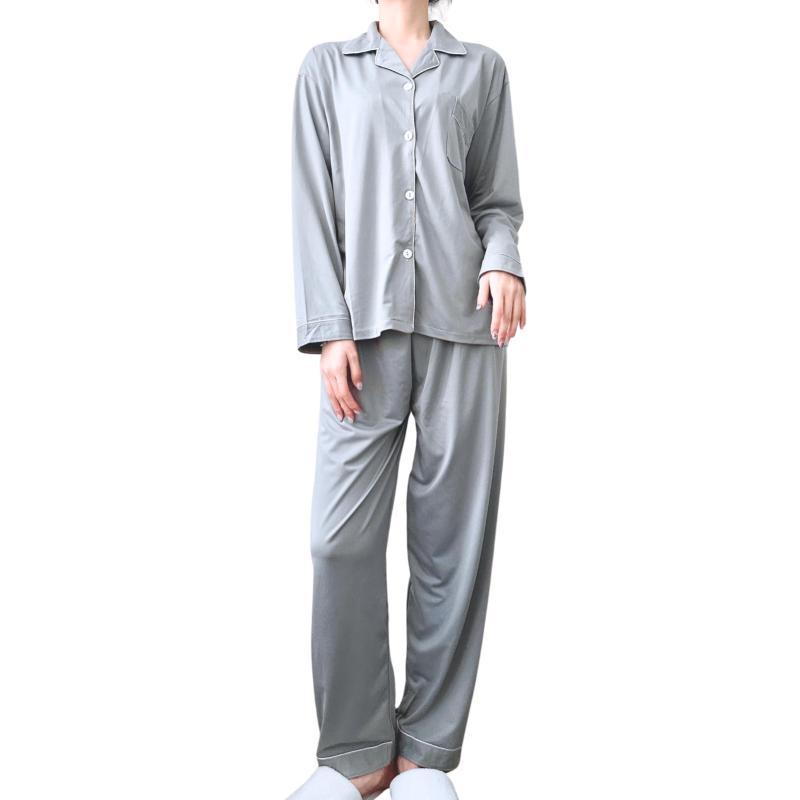 乐天商城 - [ComfyCove] パジャマ レディース 上下セット 入院 ふんわり 薄手 無地 前開き ルームウェア 春 夏 冬 秋 かわいい 吸汗速乾 長袖 ロングパンツ パジャマ 寝巻 長袖パジャマ