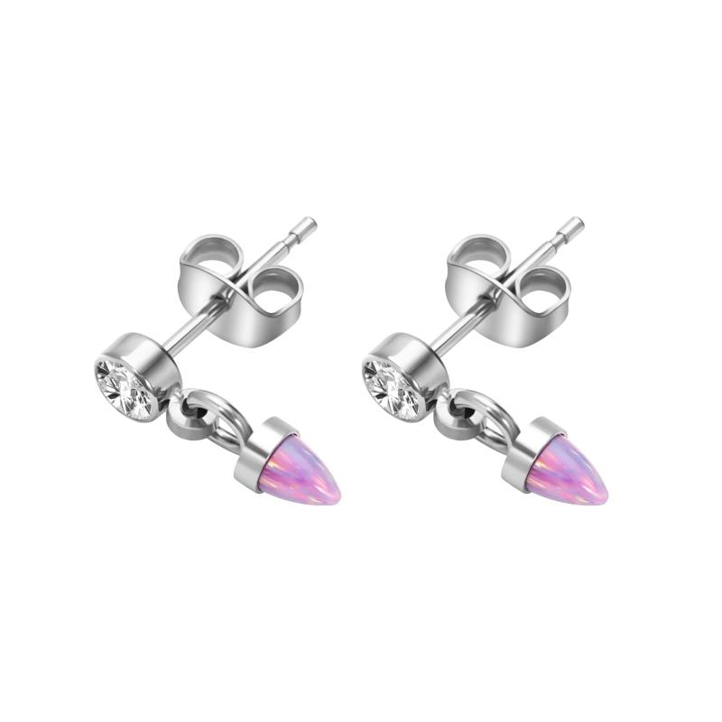 Khoka レディース メンズ ジルコニア 金属アレルギー対応 ピアス オパール ホワイト ブルー パープル 人気 ピアス 小さい 長さ11mm 幅0.8mm（20g）