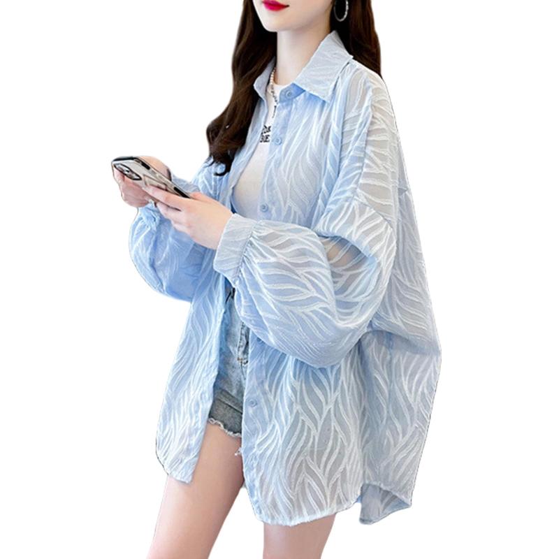 [7-livehouse] uvカット カーディガン レディースシアーシャツ トップス 長袖シャツ ブラウス 春 夏服 日焼け止め 冷房対策 ゆったり 透け感 大きいサイズ 羽織 体型カバー カジュアル お出かけ