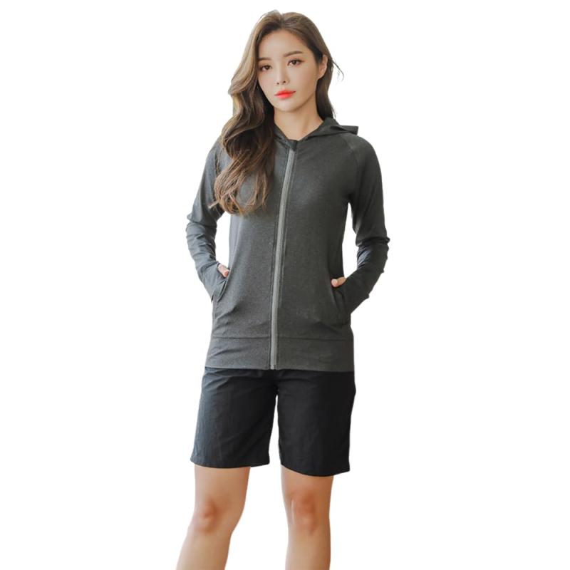 [RAVIR] 【ラヴィール】水着 レディース 体型カバー タンキニ ラッシュガード 4点セット 女性用水着 ハーフパンツ フード