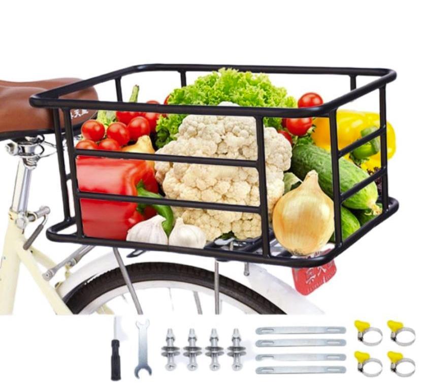 乐天商城 - 自転車リアバスケット バイク荷物ラック カーゴラック 荷物パッケージラック 頑丈アルミ合金製 ママチャリ通学通勤買い物用