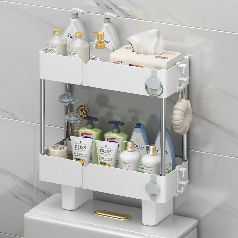 乐天商城 - トイレの上のバスルームの棚、防水トイレ収納キャビネット、浴室の水タンクの上の収納ラック、バスルームのスペースを最適化する棚、多