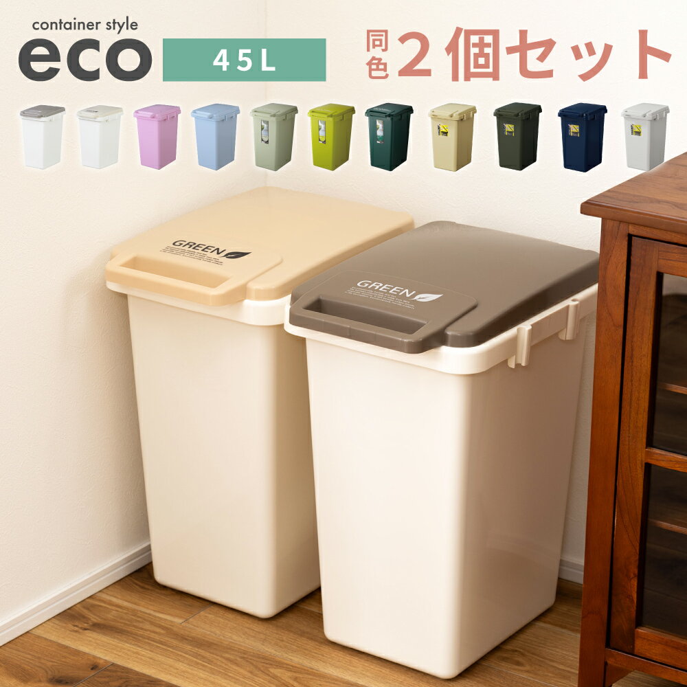 ゴミ箱 2個セット おしゃれ 45リットル 45L 分別 屋外 スリム ふた付き キッチン 北欧 ダストボックス ワンハンドペール インテリア 蓋..