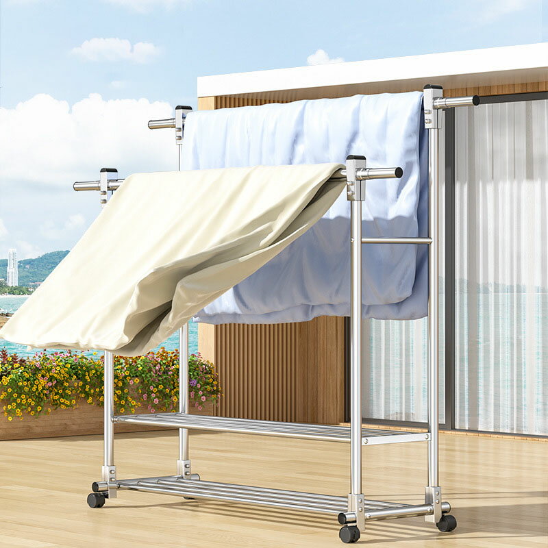 ハンガーラック ステンレス パイプハンガーラック キャスター付き 大容量 洗濯物干し 室内物干し コン..