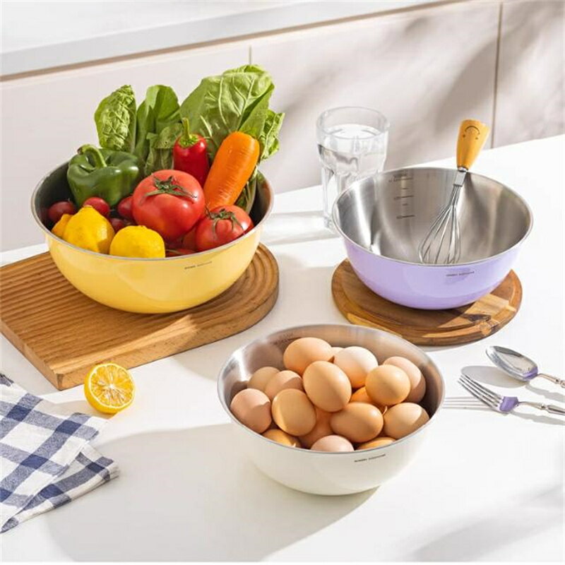 【送料無料】食品級ステンレス製のボウル 家庭用 キッチン 料理用洗いボウル こね麵用ボウル 野菜果物の洗浄 サラダボウル