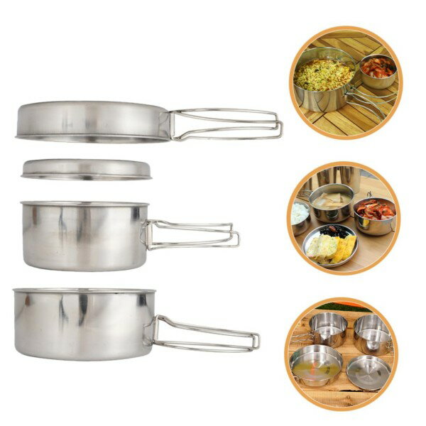 【無料送料】1セットアウトドア用ステンレススチール調理器具 便携炊具 点 キ、コンパクトで軽量で持ち..