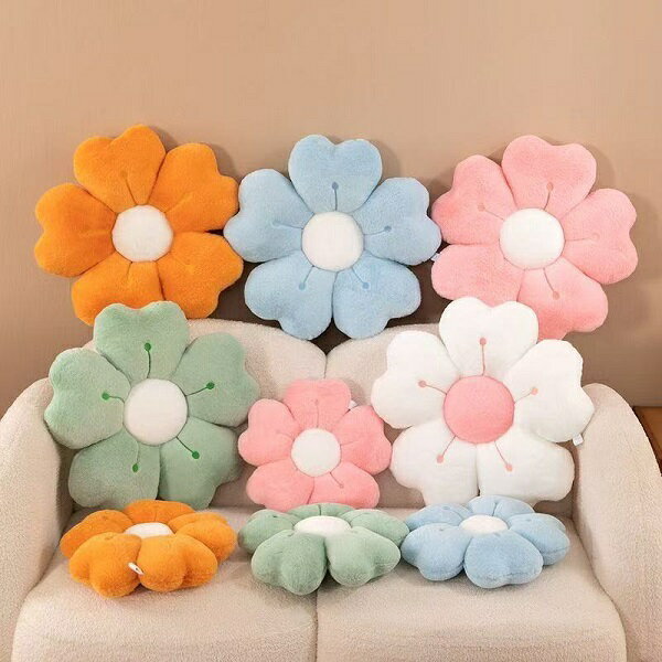 【送料無料】柔らかいぬいぐるみデイジーフラワースローピロー - ベッド＆ソファ用の居心地の良い装飾..