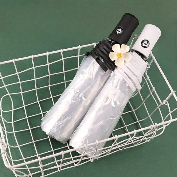 【無料送料】1pc 自動透明傘、丈夫でコンパクトな傘 旅行・通勤・アウトドアに最適なエレガントなアク..