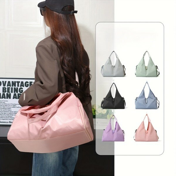 【無料送料】スポーツダッフルバッグ、キャンバストラベルトート、靴収納付き、多目的ジム、ヨガマット..