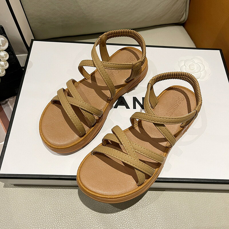 グラディエーターサンダル レディース シューズ サンダル 靴 夏 おしゃれ 歩きやすい 疲れない 滑り止め 韓国風 夏用サンダル フラットサンダル 海辺 ビーチ 温泉 プール 海 女性用 夏物 安い - 3