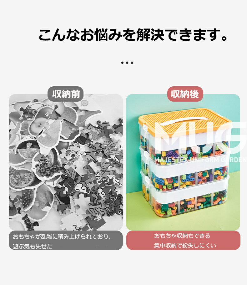 ブロック収納ボックス 収納ケース フタ付き 3層 2層 1層 スタッキング プラスチック 小物収納 おもちゃ箱 片付け 収納BOX おしゃれ 子供 整理 積み重ね ケース 頑丈 丈夫 ロック付き キャップはブロックを組み立てるこ 出産準備 キッズ ベビー 男の子 女の子 プレゼント 3