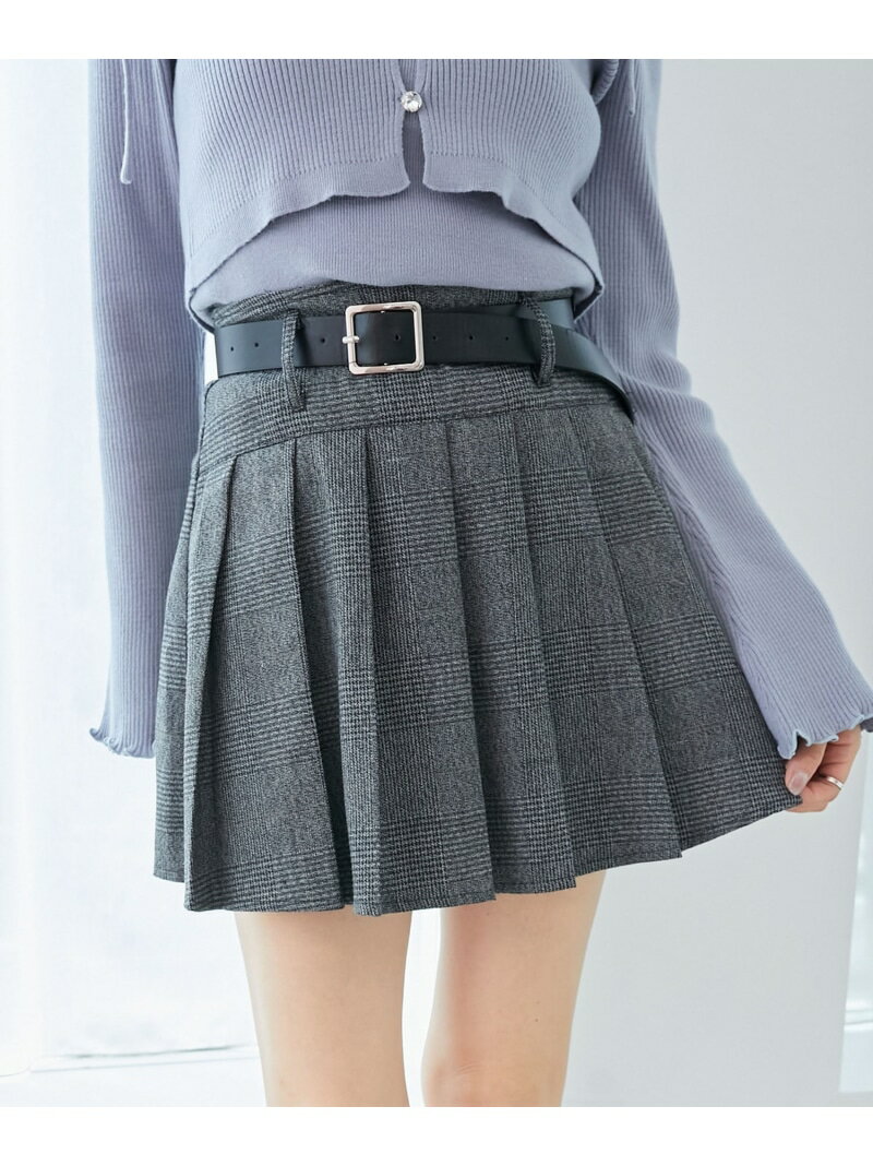 ベルトセットプリーツミニスカパン MAJESTIC LEGON マジェスティックレゴン スカート ミニスカート グレー ブラック ブラウン【送料無料】[Raku...