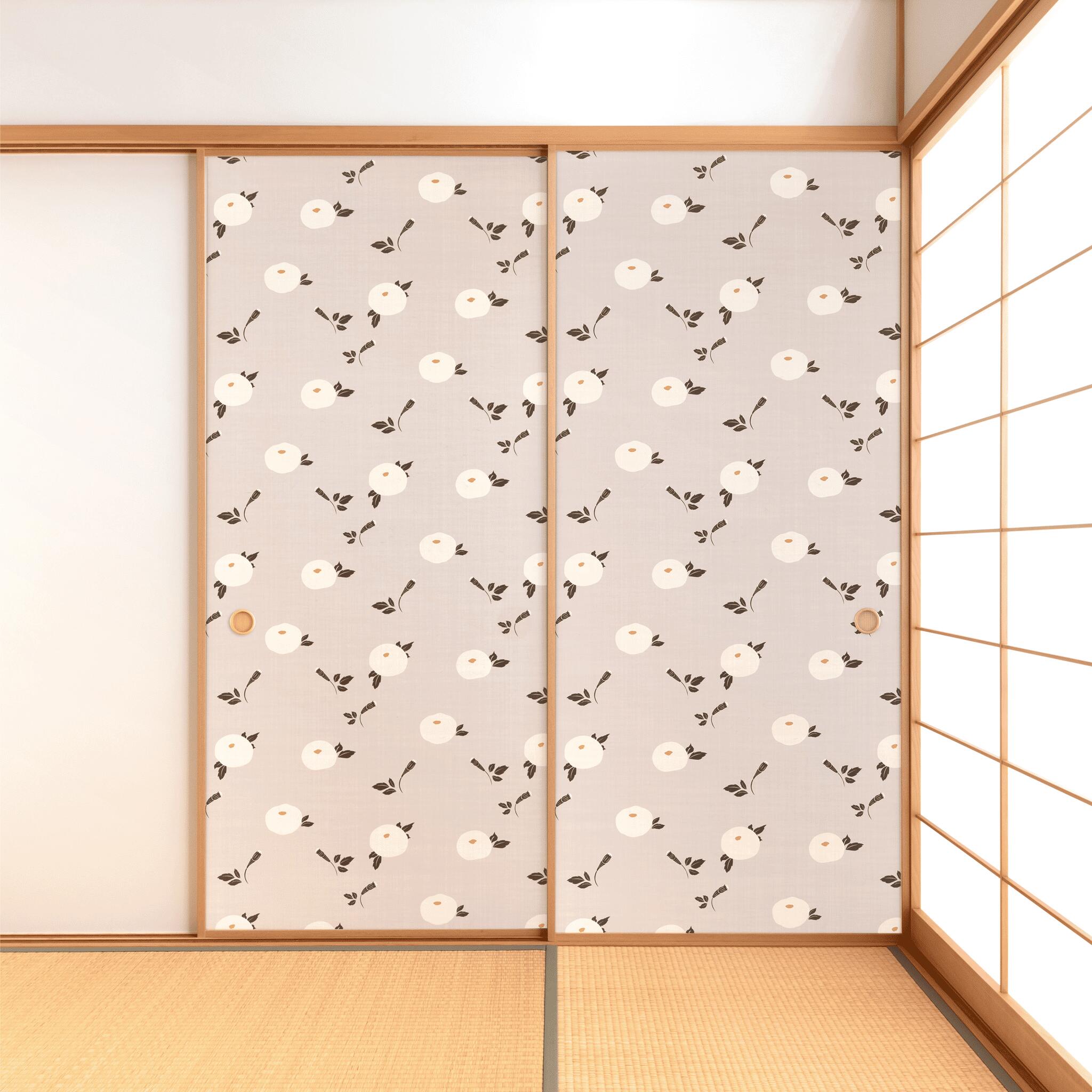 【送料無料】【本襖・和襖】waccara【ワッカラ】天袋付・片面貼り（押入用）【万寿菊かほる manjugiku kaoru 白】※ 天袋の仕上げ高600mm迄・押入の仕上高1910mm迄 ※仕上幅?920mm迄