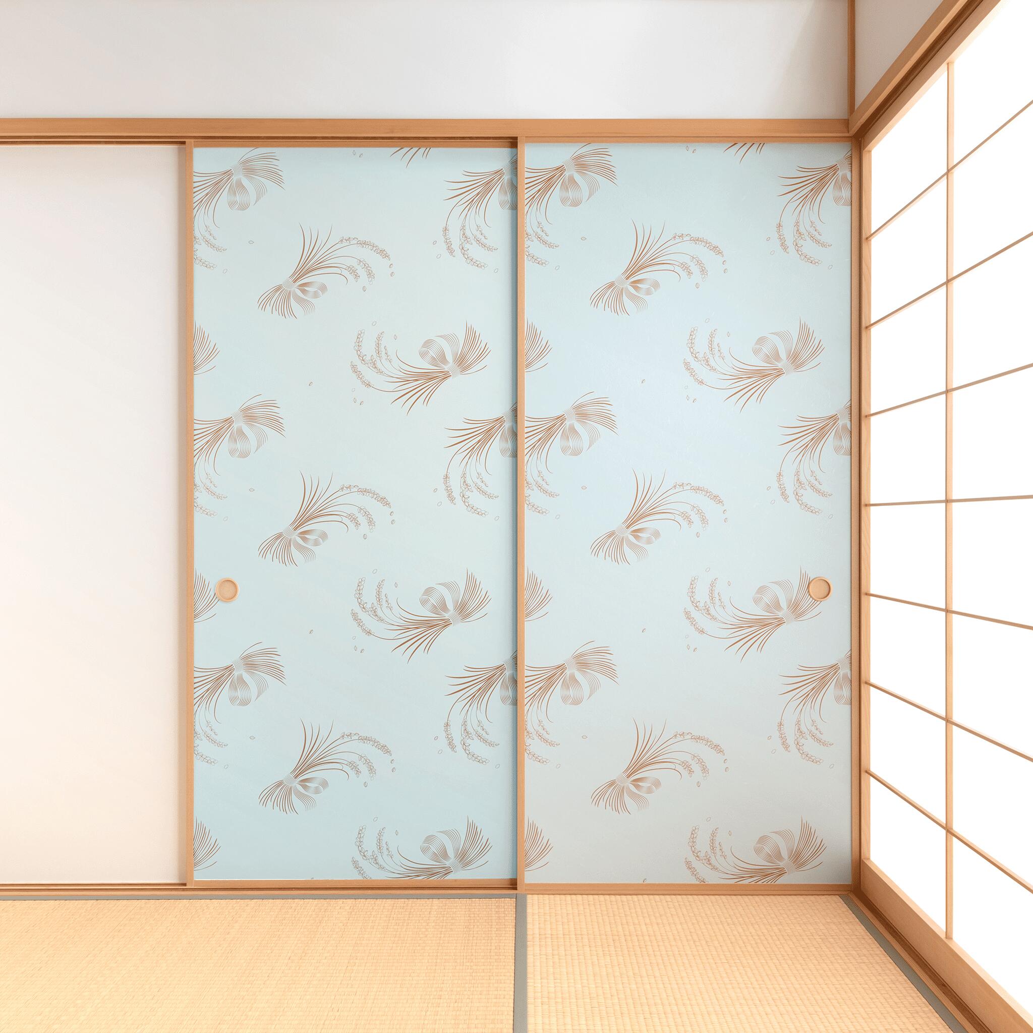 【送料無料】【本襖・和襖】waccara【ワッカラ】天袋付・片面貼り（押入用）【稲穂そよぐ inaho soyogu..