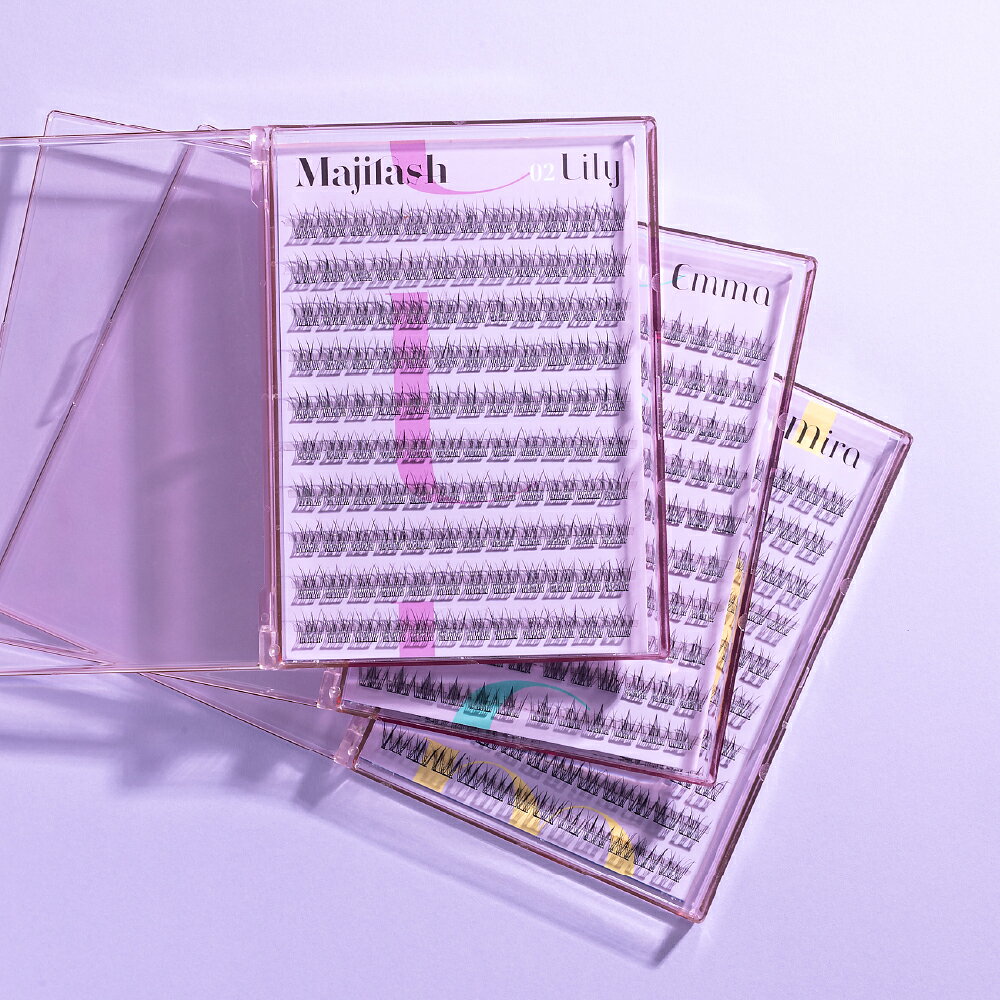 Majilash のり不要 貼るまつげ つけまつげ 選べる4タイプ Mira Emma Lily Bimajo 束感 ナチュラル まつエク風 アイラッシュ 透明軸