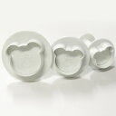 シュガークラフト 抜き型 バネ(プッシュ)式くま型3個セット プラスチック シュガークラフト道具
