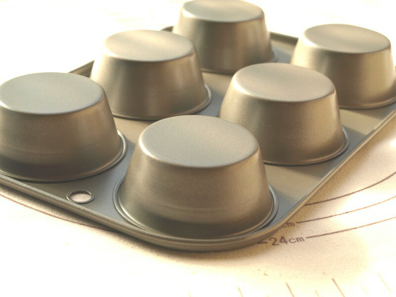 富士ホーロー ベイクウェアー テフロン 加工 マフィン型 6個付 カップケーキ | 空焼き 不要 マフィン マフィンカップ