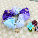 桜グラデーション柄シュシュ パープル 和柄 和小物 和雑貨 シュシュ ヘアアクセサリー 髪飾り おしゃれ