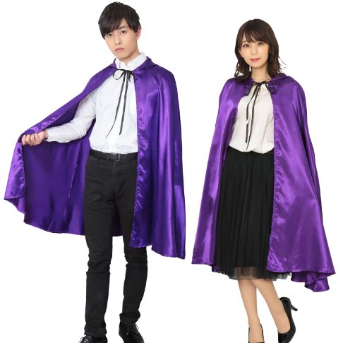 パープルマント 紫 フード付き 魔法使い ローブ 悪魔 デビル 魔女 集団仮装 おそろい コスチューム 仮装 変装 ハロウィン HALLOWEEN ハロウィーン パーティー イベント コスプレ コスプレ衣装 人気 定番 集団