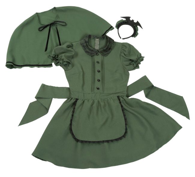 洋館メイド ミニ グリーン 使用人 家政婦 集団仮装 おそろい コスチューム 仮装 変装 ハロウィン HALLOWEEN ハロウィーン パーティー イベント コスプレ コスプレ衣装 人気 定番 集団