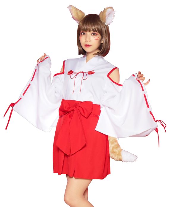 樂天商城 - 狐×巫女 フォックス きつね 動物 アニマル 和装 神主 和服 神社 集団仮装 おそろい コスチューム 仮装 変装 ハロウィン HALLOWEEN ハロウィーン パーティー イベント コスプレ コスプレ衣装 人気 定番 集団