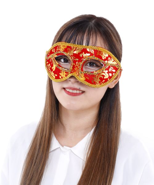 ドミノアイマスク フュージョン レッド マスク ベネチアンマスク 仮面 お面 コスプレ ハロウィン ハロウィーン halloween 復活祭(3)