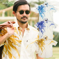 ☆リゾート 人気 2020 ☆ かりゆしウェア かりゆし シャツ 結婚式 メンズ 大きいサイズ 沖縄版 アロハシャツ MAJUN マジュン majun ギフト プレゼント 国産 風水花
