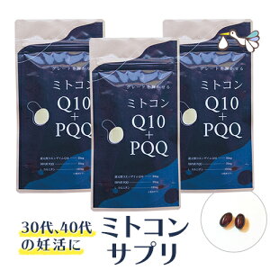 ミトコンドリア サプリ ミトコン Q10＋PQQ サプリメント(3袋セット)還元型コエンザイムQ10 ミトコンサプリ 2人目 妊活サプリ ピロロキノリンキノン Lカルニチン ミトコンドリア マイトル 活性化 増やす 妊活 妊娠 抗酸化 健康【メール便対象】