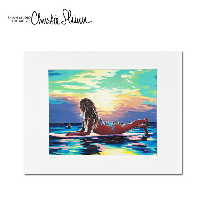 クリスティシン アートプリント SURF ANGEL 28.0×35.5cm【Christie Shinn ハワイ ハワイアンアート　ハワイアン雑貨 絵 アーティスト 西海岸風 テイスト　インテリア アート 】