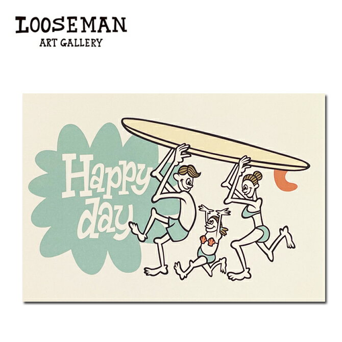 Rakuten - ルーズマン ポストカード Happy day【LOOSEMAN ハワイ サーフ 雑貨 西海岸 カリフォルニア サーフィン カード アート ハワイアン インテリア サーフアート はがきサイズ 絵 海 サーフィン 手軽に飾れる イラスト】