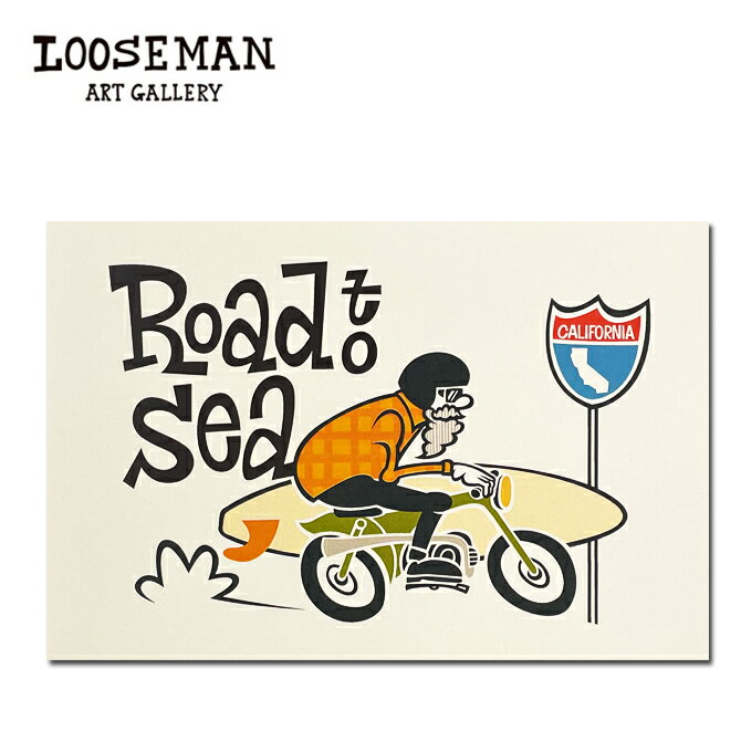 Rakuten - ルーズマン ポストカード Rord to Sea【LOOSEMAN ハワイ サーフ 雑貨 西海岸 カリフォルニア サーフィン カード アート ハワイアン インテリア サーフアート はがきサイズ 絵 海 サーフィン 手軽に飾れる イラスト】