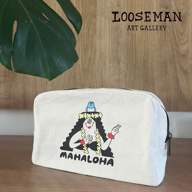 楽天Ma kaiルーズマン ポーチ「MAHALOHA」【looseman LOOSEMAN 小物入れ フラ フラダンス 柄 ハワイ ハワイアン サーフ 小さい 大容量 化粧ポーチ 男女兼用 小さめ 大きめ】