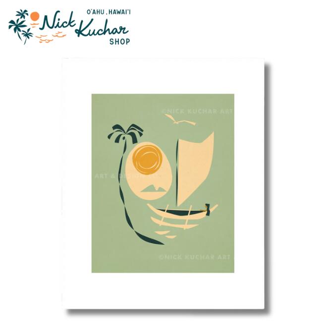 ニックカッチャー アートプリント "Hurley×Nick Kuchar -Outrigger-" 28.0×35.5cm【Nick Kuchar nickku..